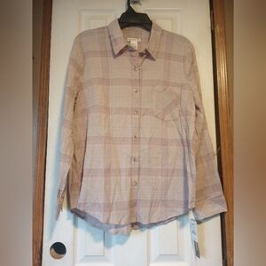 Light Pink Plaid Button-Up Shirt
